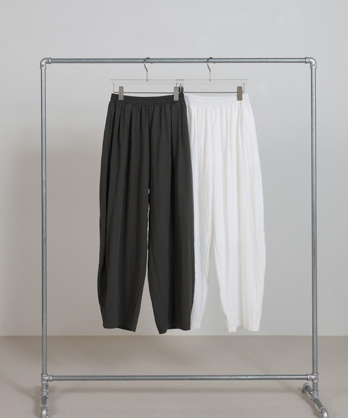 【MOCAのおかーたんページ】くったりキナリ色＊マチ仕立て楽ちんパンツ select MOCA（セレクトモカ） ワイドパンツ パンツ とろみイージー
