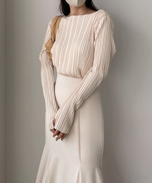 [Louere] трикотажный джемпер с длинным рукавом SMALL мокка женский 