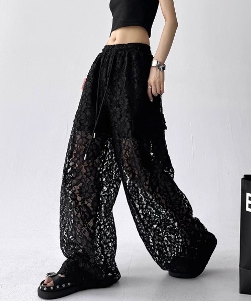 「SHEENA」 イージーパンツ M ブラック レディース_画像3