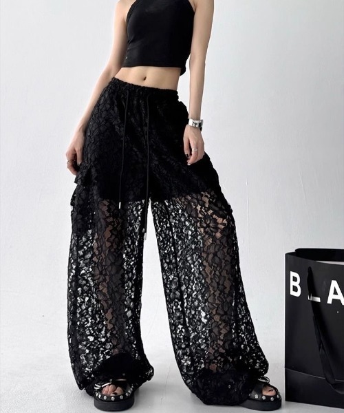 「SHEENA」 イージーパンツ M ブラック レディース_画像4