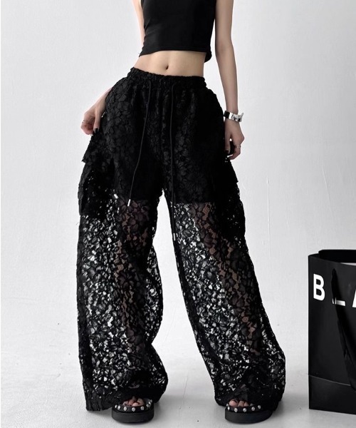 「SHEENA」 イージーパンツ M ブラック レディース_画像6