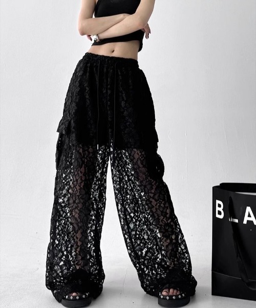 「SHEENA」 イージーパンツ M ブラック レディース_画像8