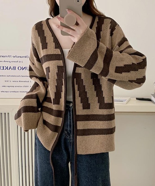 「ROGER AND RAW」 ニットカーディガン FREE ブラウン レディース_画像2