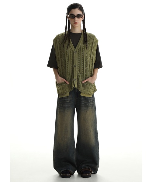 MASONPRINCE ニットベスト L グリーン メンズ : ZOZOTOWN Yahoo!店 