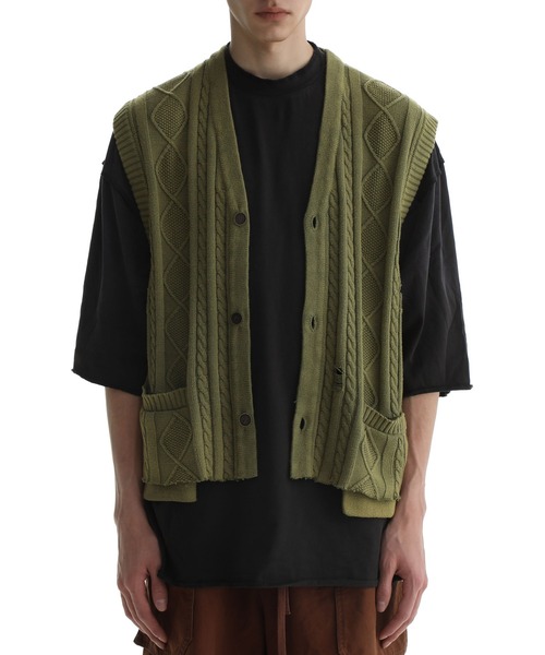 MASONPRINCE ニットベスト L グリーン メンズ : ZOZOTOWN Yahoo!店 