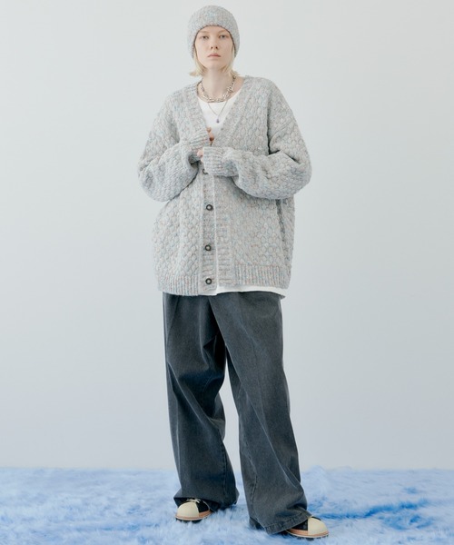 「AIVER」 ニットカーディガン LARGE ブルー メンズ_画像3