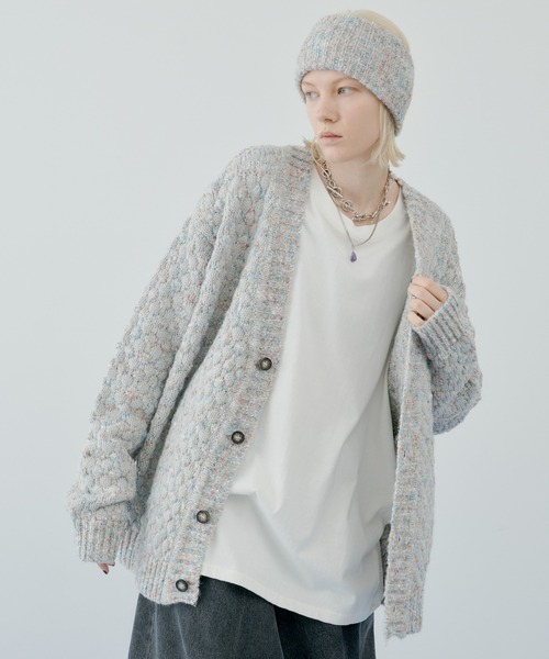 「AIVER」 ニットカーディガン LARGE ブルー メンズ_画像6