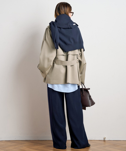 [AP STUDIO] トレンチコート ネイビー AP STUDIO トレンチコート コート belted trench coat レディース