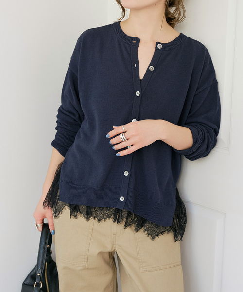 Spick and Span レースドッキング2WAYカーディガン Spick＆Span（スピック アンド スパン） カーディガン レース