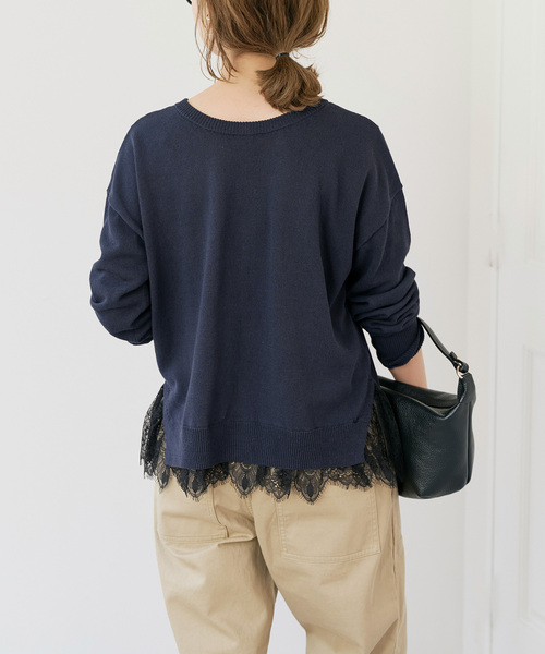スピック&スパン　レースドッキング2WAYカーディガン Spick＆Span（スピック アンド スパン） カーディガン レース