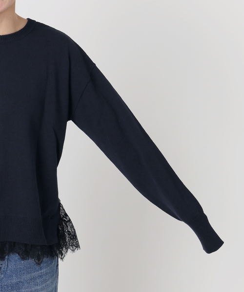 ❤︎ Spick & Span❤︎ レースドッキング2WAYカーディガン　ネイビー スピック＆スパン Spick & Span レースドッキング2WAYカーディガン
