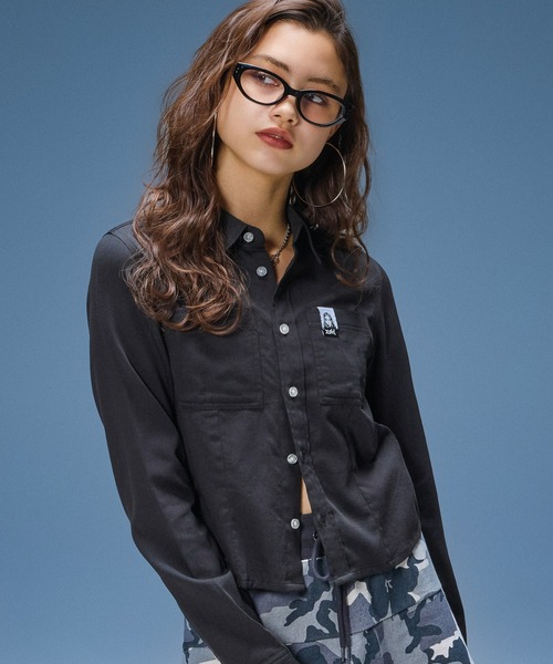 【新品未使用】Xgirl シャツ X-girl（エックスガール） ブラウス シャツ FACE LABEL L/S COMPACT