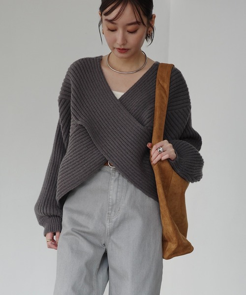 「Freesia by andme」 長袖ニット FREE グレイッシュベージュ レディース_画像7