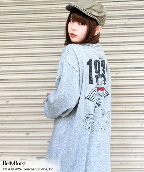 「BETTY BOOP」 長袖カットソー ONESIZE ブラック レディース_画像2