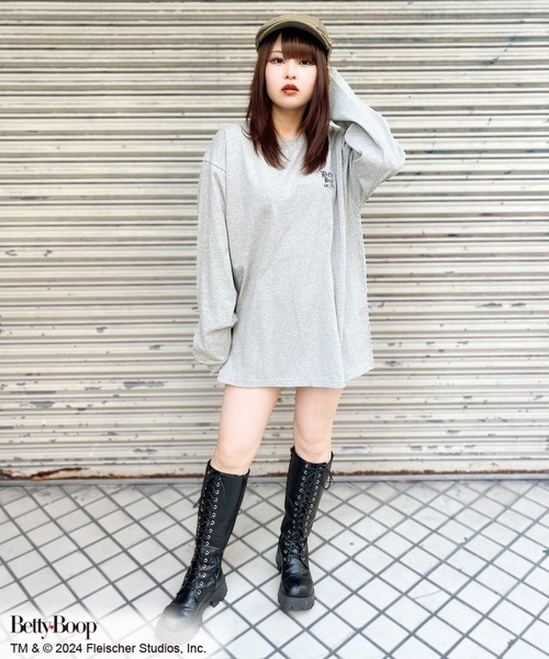 「BETTY BOOP」 長袖カットソー ONESIZE ブラック レディース_画像3