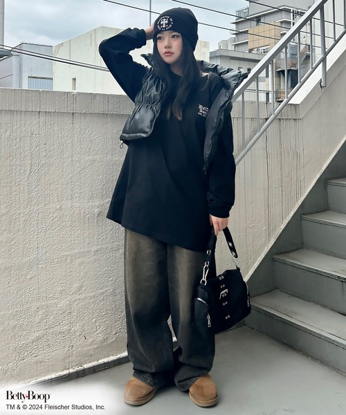 「BETTY BOOP」 長袖カットソー ONESIZE ブラック レディース_画像7