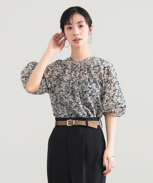 Demi-Luxe BEAMS フラワーランタンスリーブ プルオーバー　ブラウス Demi-Luxe BEAMS（デミルクス ビームス） ブラウス シャツ フラワー