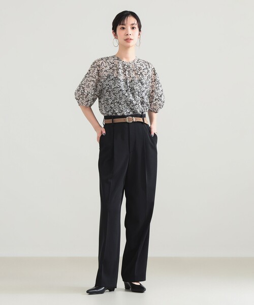 Demi-Luxe BEAMS フラワーランタンスリーブ プルオーバー　ブラウス Demi-Luxe BEAMS（デミルクス ビームス） ブラウス シャツ フラワー