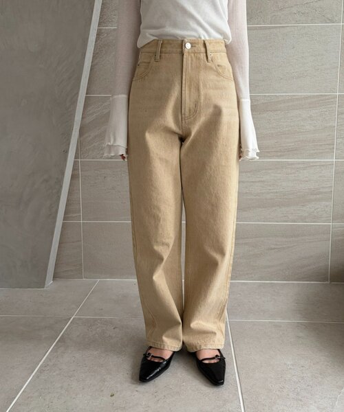 MLVINCE ベージュ ポケット付き デニムパンツ gemeil ジーンズ デニム デニムパンツ 「LE'MAGE×gemeilコラボ」13oz