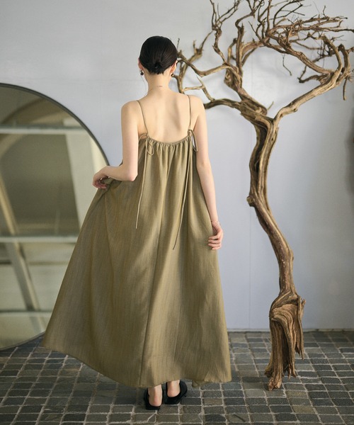 ワンピース embroidery tulle cami dress / ケミカルレースロング