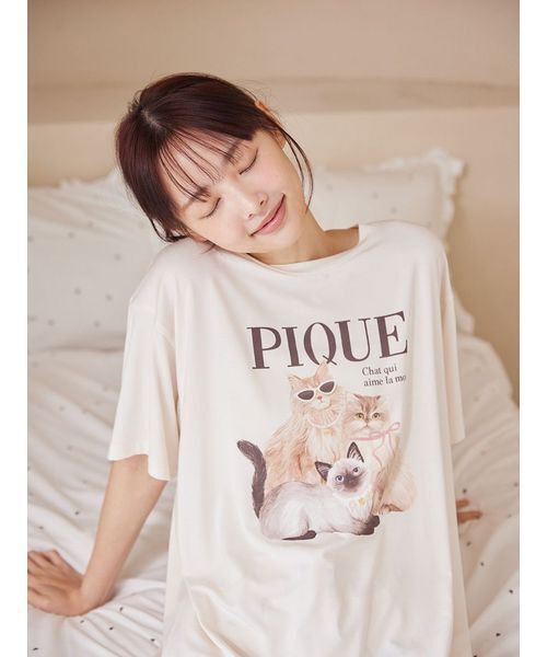パジャマ ルームウェア 「ONLINE限定」ファッションCATS＆DOGS ワンポイントTシャツ＆ショートパンツセット レディースの画像