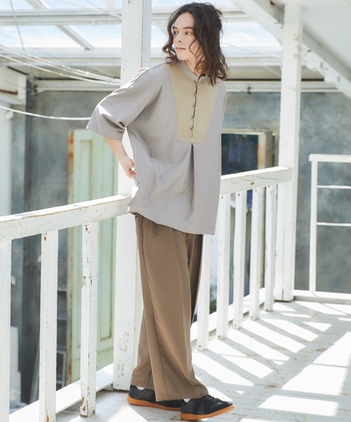 「Casper John」 半袖シャツ LARGE ベージュ メンズ_画像4