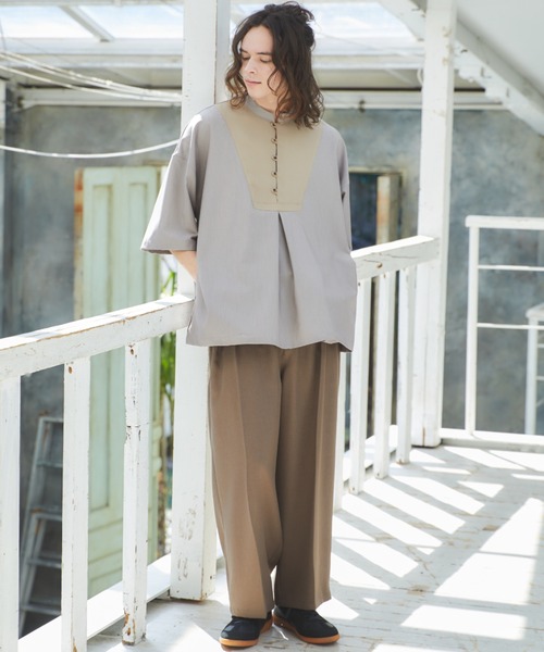 「Casper John」 半袖シャツ LARGE ベージュ メンズ_画像5