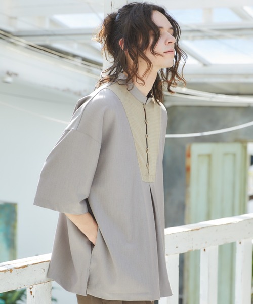 「Casper John」 半袖シャツ LARGE ベージュ メンズ_画像7