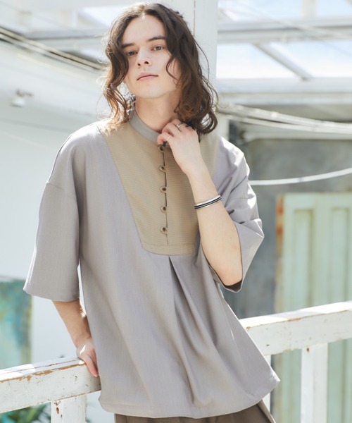 「Casper John」 半袖シャツ LARGE ベージュ メンズ_画像8