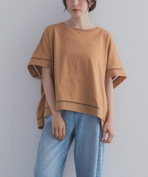 tシャツ ハシゴレースドッキングプルオーバー レディースの画像