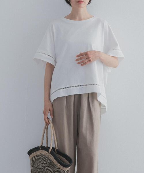 tシャツ ハシゴレースドッキングプルオーバー レディースの画像