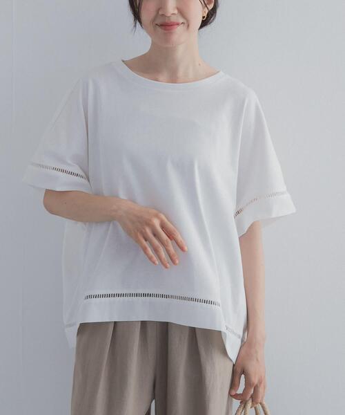 tシャツ ハシゴレースドッキングプルオーバー レディースの画像