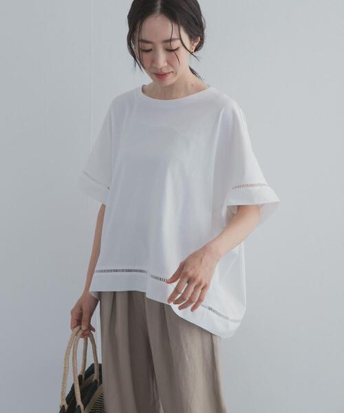 tシャツ ハシゴレースドッキングプルオーバー レディースの画像