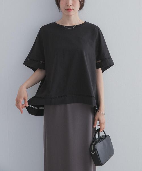 tシャツ ハシゴレースドッキングプルオーバー レディースの画像