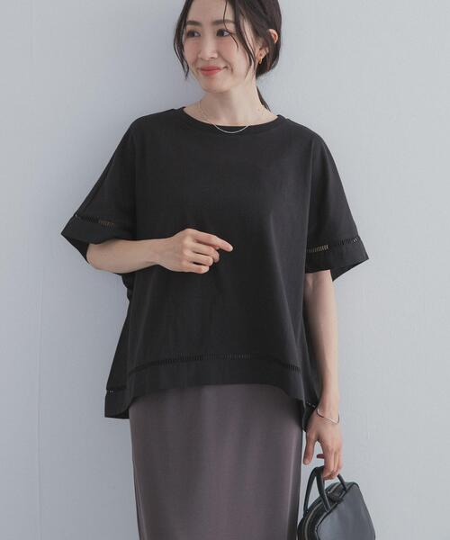 tシャツ ハシゴレースドッキングプルオーバー レディースの画像