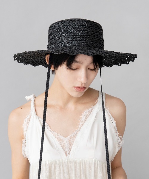 「Casselini」 ストローハット FREE ブラック レディース_画像5