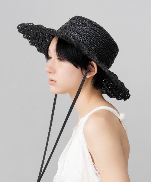「Casselini」 ストローハット FREE ブラック レディース_画像6
