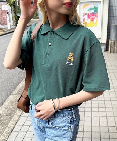 「POLO BCS」 半袖ポロシャツ M ネイビー レディース_画像7