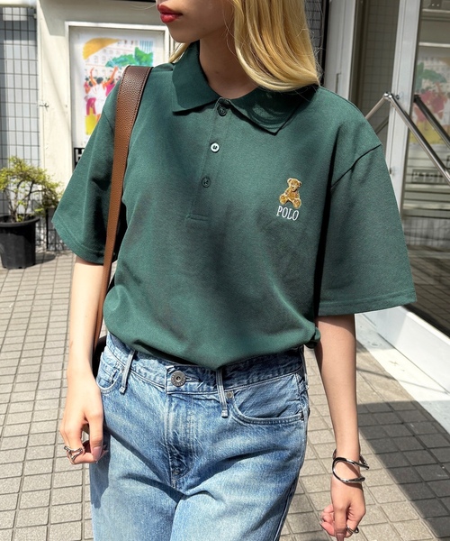「POLO BCS」 半袖ポロシャツ M ネイビー レディース_画像8
