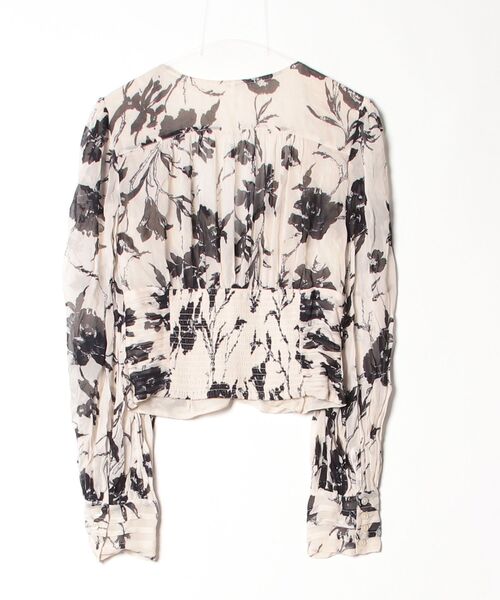 「FREE PEOPLE」 花柄長袖ブラウス M ホワイト レディース_画像2