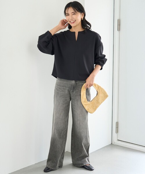 「UNFILO」 長袖ブラウス MEDIUM ブラウン レディース_画像3
