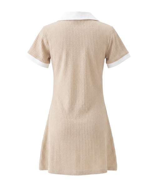 ロゼミューズ　Rosé Muse Knit sew pleated op Rose Muse（ロゼミューズ） シャツワンピース Knit sew polo op
