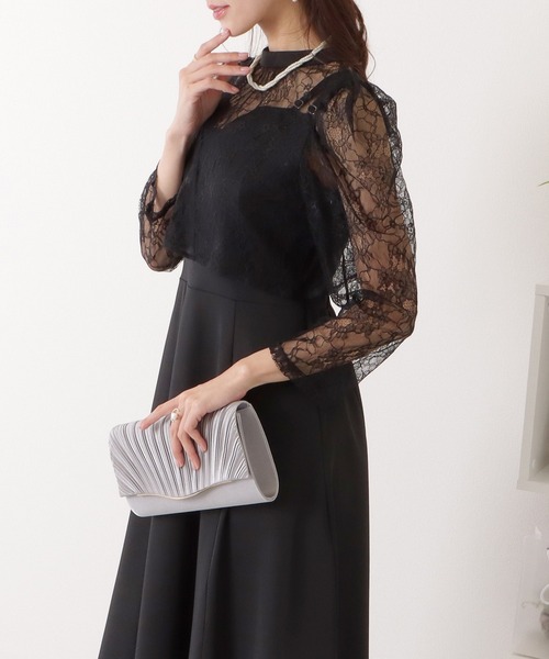「Lace Ladies」 コンビワンピース S ネイビー レディース_画像4