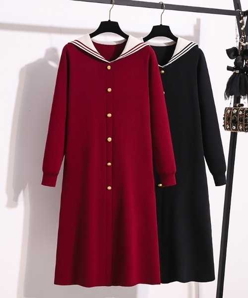 ワンピース セーラーカラー ニットワンピース : ZOZOTOWN Yahoo!店