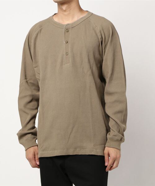 BackChannel ベージュ　ロンT BACK NUMBER tシャツ Tシャツ 【BACK NUMBER】抗菌防臭ワッフル