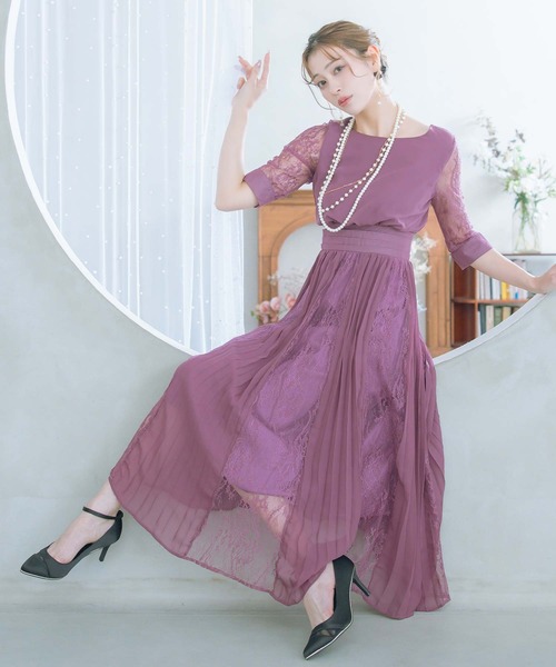 結婚式ドレス 3way レース 長袖ドレス　お呼ばれドレス GIRL DRESS FOR NOW ドレス 「3WAY 着回しを楽しめる」レース
