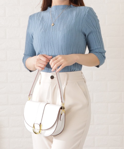 Lace Ladies ブラウス シャツ 半袖ボトルネック凹凸模様プル