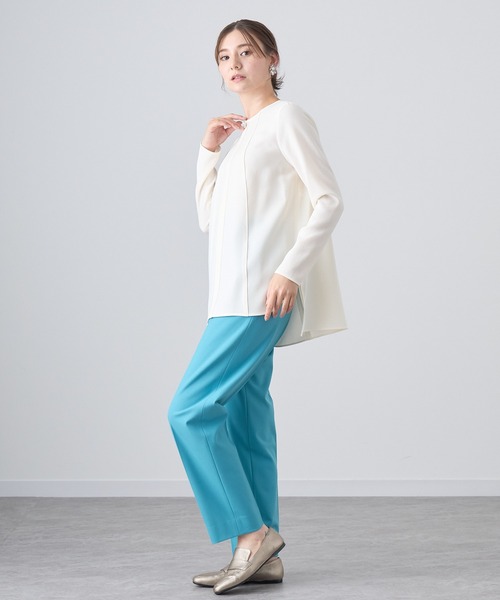 ANAYI ブラウス シャツ バックサテンビジュー釦ブラウス