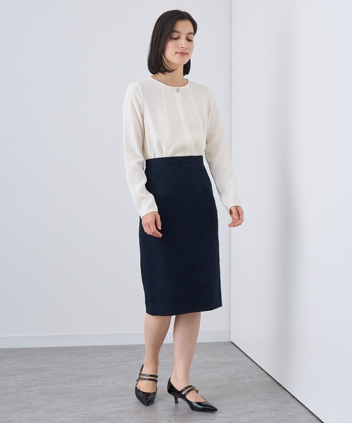 ANAYI ブラウス シャツ バックサテンビジュー釦ブラウス
