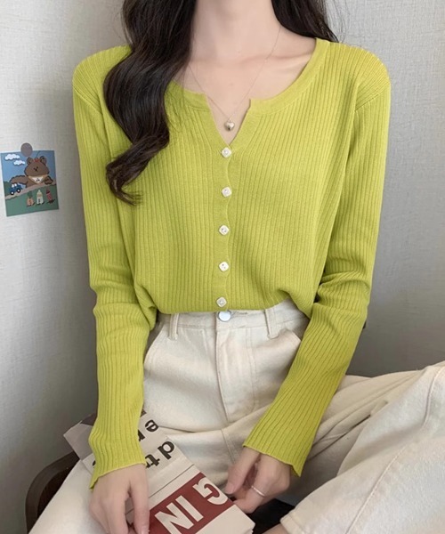 Riff（リフ） カーディガン ラウンドネックリブカーディガン